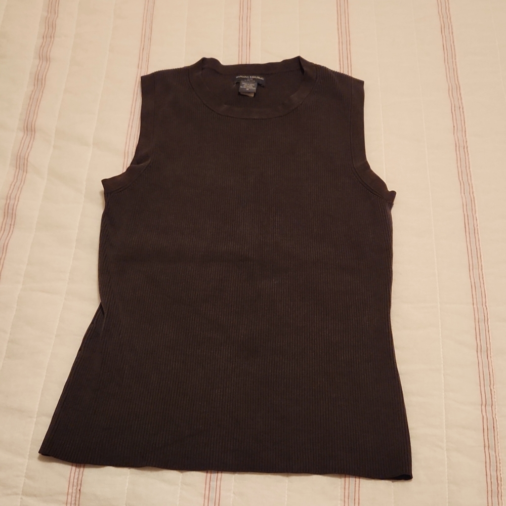 brown silk sleeveless shirt Banana Republic size M